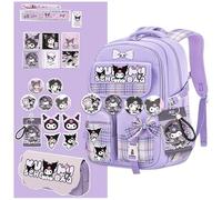 Roffatide Anime Kawaii Sac à dos avec 21pcs Accessoires Cartoon Voyage Esthétique Nouveau Semestre Sac cadeaux avec mignonnes épingles Sac à dos anti-vol pour ordinateur portable Voyage à dos Violet
