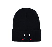 Roffatide Anime Kirby Casquettes de Crâne pour Femmes Hommes Chapeau de Crâne Brodé Bonnet d'hiver Bonnet en Tricot Noir