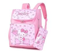 Roffatide Anime Kitty sac à dos pour les élèves primaires adolescents filles sac à jour à l'épreuve des éclaboussures avec étui à crayon pour retour à l'école rose
