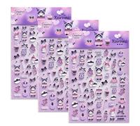 Roffatide anime kuromi ongles autocollant autocollant 3 Feuilles 3D autocollant DIY Nail Art Deco set mignon Design manucure décoration accessoires femme fille