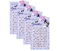 Roffatide anime kuromi ongles autocollants autocollants 4 feuilles 3D autocollant DIY Nail Art Deco set mignon Design manucure décoration accessoires filles