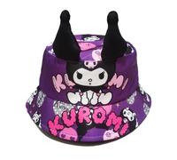 Roffatide Anime Kuromi Seau Chapeau Mignon imprimé Chapeau de pêcheur Réversible Double Side Wear Chapeau de Soleil emballable Plage Chapeau pour Unisexe Petit C