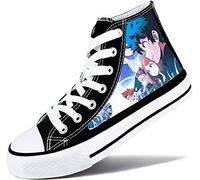 Roffatide Anime My Hero Academia Baskets Hautes Mode en Toile Imprimées Chaussures de Skateboard Haut Lacets Noir B Unisex 36