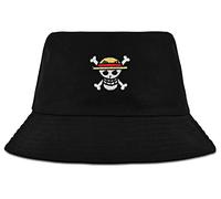 Roffatide Anime One Piece Chapeau De Paille Pirates Logo Seau Chapeau Broderie Chapeau De Pêche Réversible Double Côté Porter Seau Chapeau