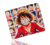 Roffatide Anime Portefeuilles pour Hommes Bi-Fold Court Portefeuille Faux Cuir Voyage Slim Portefeuille avec ID Fenêtre Rouge
