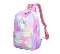 Roffatide Anime Suzume no Tojimari Cat Backpack Sac à Dos pour Ordinateur Portable 15.6 Sac à Dos Arc-en-Ciel Sac à Dos de Voyage Sac de Week-End
