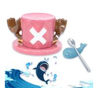 Roffatide Anime Tony Chopper Tasse à Café - Sabo Chapeau Céramique pour Café, Thé, Lait - Bureau, Noël, Anniversaire, Souvenir - Rose (Cuillère + Porte-Cuillère Laboon)