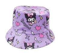 Roffatide Anime Unisex Cartoon Kuromi Chapeau Seau Chapeau de pêche imprimé Chapeau de Soleil réversible à Double Face Chapeau de Plage Pliable Violet C Moyen