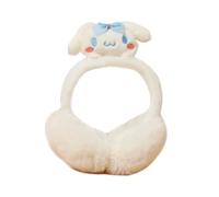 Roffatide Cache-oreilles d'hiver pour femmes Cinnamoroll Cache-oreilles Mignon pliable réglable Temps froid Cache-oreilles moelleux Bandeau blanc