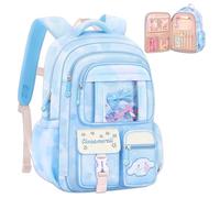 Roffatide Cartoon Big Ear Dog sac scolaire avec plusieurs poches grande ouverture joli sac à dos à l'épreuve des éclaboussures pour garçons filles bleu