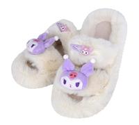 Roffatide Cinnamonroll Chaussons épais à bandes croisées Glissades douillettes Melody Chaussons pelucheux à bout ouvert Kuromi Chaussons d'intérieur en peluche pour femmes B 36-37