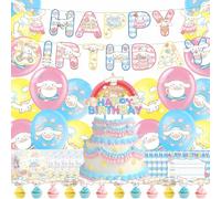 Roffatide Cinnamoroll décorations de fête d'anniversaire Joyeux anniversaire bannière pour les femmes hanging Whirlpool fille anniversaire princesse Party Cartoon ballons Rose Party Supplies