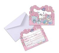 Roffatide Invitation anime Cinnamoroll, pack de 10, multicolore, 6,5 x 4,8 pouces, cartes d'articles de fête d'anniversaire, fille et garçon remplissant l'invitation dans une enveloppe