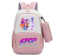 Roffatide K-POP 2 Pcs Chasseurs sac à dos avec crayon pour garçons filles léger Casual Dem0n Huntrix sac à dos pour les fans voyage scolaire rose I