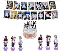 Roffatide Kpop Stray Birthday Party Décorations Set Inclure Banner Cake Topper Cupcake Toppers pour STAY Coréen Groupe Musique Party Fourniture pour Fans Filles Garçons
