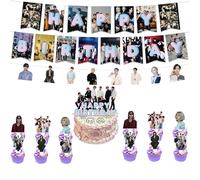 Roffatide Kpop Stray Birthday Party Décorations Set Inclure Bannière Pendue Tourbillons Gâteau Topper Cupcake Toppers pour STAY Musique coréenne Fourniture de fête pour les fans Filles Garçons