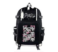 Roffatide KPOP Stray Merch Sac à dos pour filles et garçons SKZ Sac d'école décontracté grande capacité 18 L pour Stay Idéal pour la rentrée scolaire Noir A