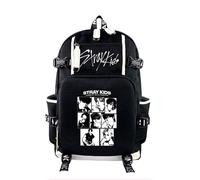 Roffatide KPOP Stray Merch Sac à dos pour filles et garçons SKZ Sac d'école décontracté grande capacité 18 L pour Stay Idéal pour la rentrée scolaire Noir I