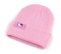 Roffatide Mignon Bonnet Chat KT pour Hommes Femmes Bonnet épais avec Poignets Unisexe Bonnet crâne Hiver Chaud tricoté Chapeau Rose