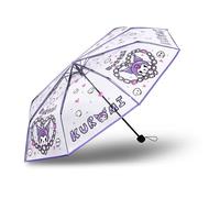 Roffatide Parapluie à Bulles Transparent 8 Côtes Pliant Voyage Coupe-Vent Imperméable Protection Lumière Kuromi Anime Mignon
