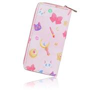 Roffatide Portefeuille à Fermeture éclair pour Femmes Portefeuille de Voyage Sailor Moon Porte-Monnaie en Faux Cuir Portefeuille pour Passeport téléphone et Carte de crédit