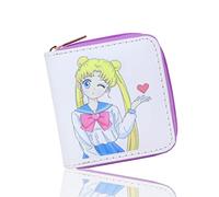 Roffatide Sailor Moon Portefeuilles Anime Porte-Monnaie en Faux Cuir pour Femmes Portefeuille Mince de Voyage à Deux Volets Blanc