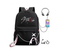Roffatide Stray Kids Merch Sac à dos pour filles et garçons KPOP SKZ d'école Sac à dos décontracté pour Stay Noir B