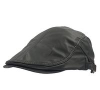 Roffatide Unisexe Cuir Synthétique Béret Casquettes Souples Plate Newsboy Ivy Duckbill Chapeau Réglable Noir