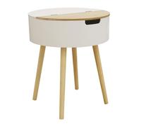 Rofia - Table Basse Ronde Blanche avec Coffre