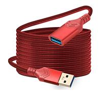 ROFICORD Câble d'extension USB 3.0, câble d'extension Haute Vitesse de 4,5m USB A mâle vers Femelle pour PlayStation/Xbox/Lecteur Flash/Lecteur de Carte/Disque Dur/Clavier/imprimante/Scanner (Rouge)