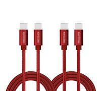 ROFICORD Câble USB C vers USB C, [Lot de 2 0.6m] Câble de charge rapide de type C de 60 W compatible avec MacBook Pro/Galaxy S20/Microsoft Surface/Google Pixel et autres appareils USB C (rouge)