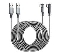 ROFICORD Lot de 2 câbles de charge USB de type C 3 A, 3 m + 3 m, câble tressé à angle droit de 90 degrés, compatible avec Galaxy S10 S9 et autres appareils de type C (1,5M+3M, Gris)