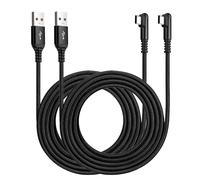 ROFICORD Lot de 2 câbles de charge USB de type C 3 A, 3 m + 3 m, câble tressé à angle droit de 90 degrés, compatible avec Galaxy S10 S9 et autres appareils de type C (1,5M+3M, Noir)