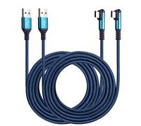 ROFICORD Lot de 2 câbles de charge USB de type C 3 A, 3 m + 3 m, câble tressé à angle droit de 90 degrés, compatible avec Galaxy S10 S9 et autres appareils de type C (3M+3M, Bleu)