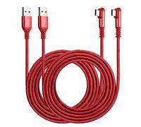 ROFICORD Lot de 2 câbles de charge USB de type C 3 A, 3 m + 3 m, câble tressé à angle droit de 90 degrés, compatible avec Galaxy S10 S9 et autres appareils de type C (1,5M+3M, Rouge)