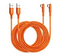 ROFICORD Lot de 2 câbles de charge USB de type C 3 A, 3 m + 3 m, câble tressé à angle droit de 90 degrés, compatible avec Galaxy S10 S9 et autres appareils de type C (Orange, 1,5M+1,5M)