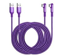 ROFICORD Lot de 2 câbles de charge USB de type C 3 A, 3 m + 3 m, câble tressé à angle droit de 90 degrés, compatible avec Galaxy S10 S9 et autres appareils de type C (1,5M+3M, Pourpre)