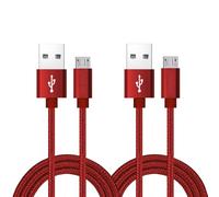 ROFICORD Lot de 2 câbles micro USB, 0,6 m, chargeur Android, en nylon tressé, haute vitesse, USB 2.0 A vers Micro B, câble de charge universel pour HTC, S6, Kindle, Android et plus (Rouge, 0,6M)