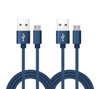 ROFICORD Lot de 2 câbles micro USB, 0,6 m, chargeur Android, en nylon tressé, haute vitesse, USB 2.0 A vers Micro B, câble de charge universel pour HTC, S6, Kindle, Android et plus (Bleu, 0,6M)