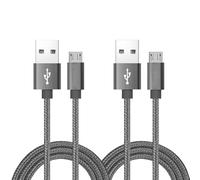 ROFICORD Lot de 2 câbles micro USB, 1,8 m, chargeur Android, en nylon tressé, haute vitesse, USB 2.0 A vers Micro B, câble de charge universel pour HTC, S6, Kindle, Android et plus (Gris, 1,8M)