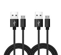 ROFICORD Lot de 2 câbles micro USB, 1,8 m, chargeur Android, en nylon tressé, haute vitesse, USB 2.0 A vers Micro B, câble de charge universel pour HTC, S6, Kindle, Android et plus (Noir, 1,8M)
