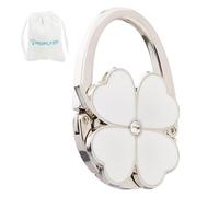 ROFLYER Clover Design Foldable Handbag Hanger Folding Purse Table Hook Holder(White)
