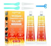 ROFPM Lot de 2 colles transparentes résistantes à la chaleur, silicone résistant à la chaleur, 50 ml, mastic en silicone haute température pour porte de four pour sceller les plaques de cuisson en