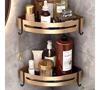 ROFRA Lot de 2 étagères d'angle de douche pour salle de bain, organiseur de rangement de douche, antirouille, étagère murale d'angle de salle de bain, or, A (couleur : A)