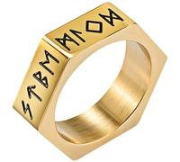 Rofusn Bague Viking hexagonale géométrique pour homme : bague de pouce cool en acier inoxydable pour homme, bijoux d'anniversaire, cadeaux de Noël, Métal, Aucune pierre précieuse