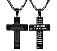 Rofusn Collier avec croix de football pour homme : verset biblique réglable pour le rugby, bijoux de sport, cadeaux pour première communion, baptême, anniversaire, rentrée scolaire, pour mon fils, mon