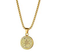 Rofusn Collier avec pendentif « The Seal of The Seven Archanges » - Chaîne à maillons vintage en acier inoxydable - Cadeau pour homme et femme - Saint-Valentin, Acier inoxydable, Pas de gemme