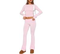 ROFUSSO Ensemble d'Automne à Manches Longues et Pantalon de Yoga Ensemble de Vêtements de Sport et de Loisirs pour Femmes