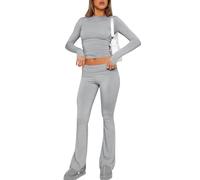 ROFUSSO Ensemble d'Automne à Manches Longues et Pantalon de Yoga Ensemble de Vêtements de Sport et de Loisirs pour Femmes