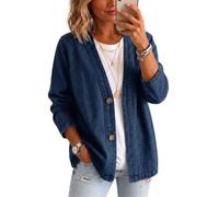 ROFUSSO Veste Jean Femme Décontractée Vintage Boutonnée Mi-Saison | Veste En Jean Avec Boutons, Col V Ouvert, Coupe Décontractée, Parfaite Pour Le Printemps Et L'Automne